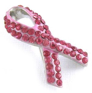 Pink Ribbon Breast Cancer Crystal Rhinestone Pin Brooch