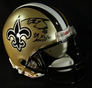 Drew Brees Signed Inscribed SB MVP Saints Mini Helmet Brees Hologram 