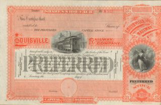 Louisville Railway Company Kentucky Stock Certificate