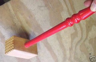 Vintage Wooden Wood Meat Tenderizer Pounder Red Handle