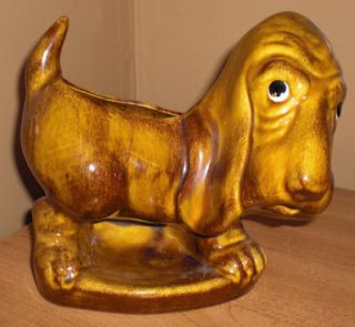 Vintage Basset Hound Dog Dresser Caddy Freeman McFarlin Pottery Mad 