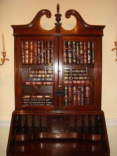 ANTIQUE MAHOGANY SECRETARY BOOKCASE WITH DROP DOWN DESK CLAW AND BALL 