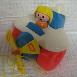 Vintage 1980 PULL ALONG PLANE Fisher Price Little People Airplane Cord 