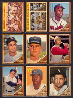 1962 Topps High Grade Complete Set Mantle Aaron Mays Koufax Clemente 