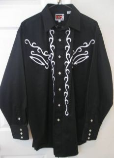 Brooks Dunn Collection by Panhandle Slim Black Western Shirt Large Yee 