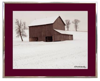 Winter Barn Brookside Farm Painting on Fine Art Paper