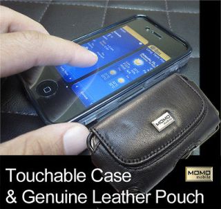 Touchable Crystal Case & Genuine Leather Pouch for Apple iPhone 4 4S 