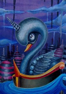 Lost World Swan Ride Carnival Brett Herman Surreal Art