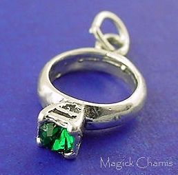 Sterling Silver .925 MAY BIRTHSTONE RING 3D Charm