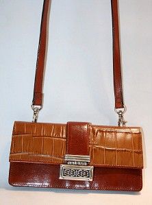 Brighton Camel Brown Leather Organizer Wallet Shoulder Bag Removable 