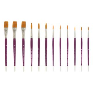 Grumbacher Golden Edge Watercolor Brushes, Broad, Fine & Round Heads 