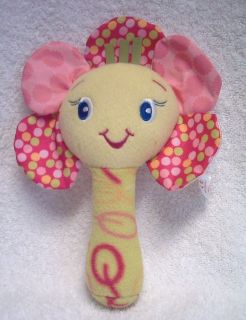 Bright Starts Plush Flower Rattle Baby Toy Crinkly Petals, Embriodered 