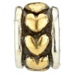 BRIGHTON ~ ABC Silver & Gold Heart Charm Spacer~ Add to Bracelets or 