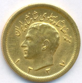 133 7 gold pahlavi iran scarce brillaint unc