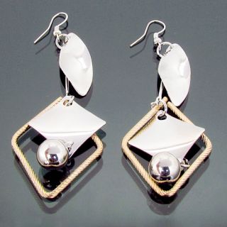 Fashion Silver Metallic Hollow Chain Pattern Long Dangle Earrings 976 