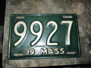  1939 Massachusetts Mass MA 4 Digit License Plate