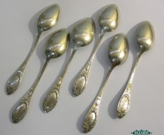 Fine Antique Set Of 800 Silver 6 Spoons Buchwald Germany Ca 1900