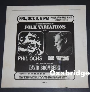    Doc Watson ORIGINAL POSTER 1970 David Bromberg FOLK Protest Anti War