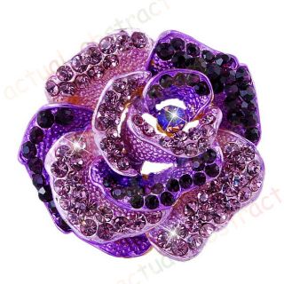 Free Purple Floral Chic Brooch Pin w Rhinestone ALLOY1X