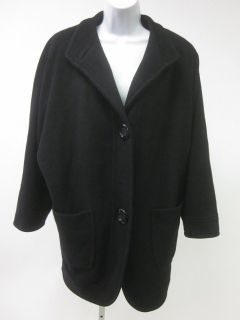    SAKS FIFTH AVENUE Black Wool Long Sleeves Button Front Jacket 8