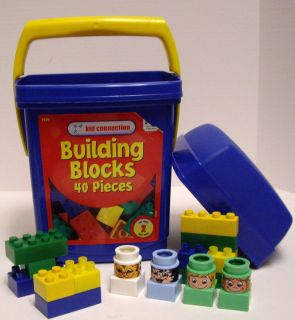   Kid Connection Plastic Toy Building Blocks w Handled Bucket