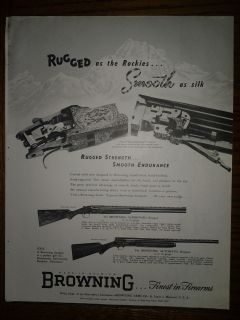 Browning Firearms Shotgun Vintage 1952 Print Ad