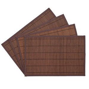 Placemats Place mats Set 4 Bamboo Brown NEW Wipe Clean Table Mat Fresh 
