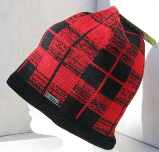 Bula Retro Red Black Lumberjack Plaid Winter Beanie Hat