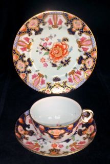 Antique Brownfield Porcelain Tea Trio Hand Enamelled Gilt Imari 2934 