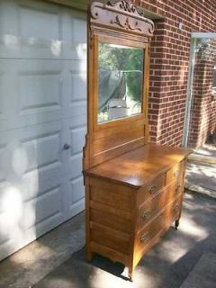 antique oak 2 over 2 beveled mirror dresser time left