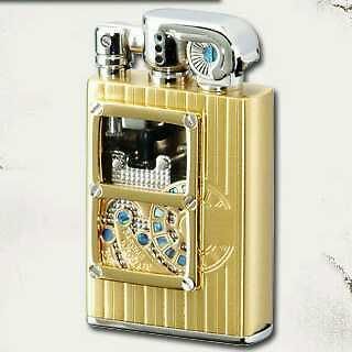   Sarome See through Mechanical Gas Lighter Gold Abalone Shell