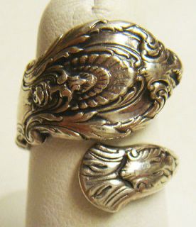 Vintage Sterling 925 Silver Spoon Flower Floral Expandable Ring SZ 7.5 