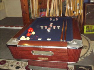 Vintage Fischer Bumper Pool Table and Accessories