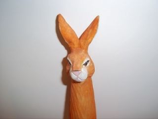 wood hand carved animal wildlife novelty pen rabbit