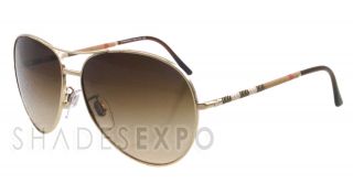 New Burberry Sunglasses Be 3056 Gold 1002 13 BE3056