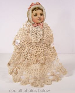 Frances Brundage Baby Die Cut with Crochet Dress Doily 1900 Paper Doll 
