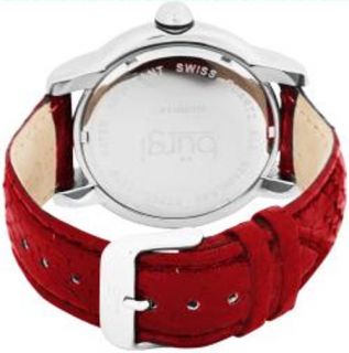 Burgi BUR014R Diamond Swiss Quartz Date Red Strap Womans Watch