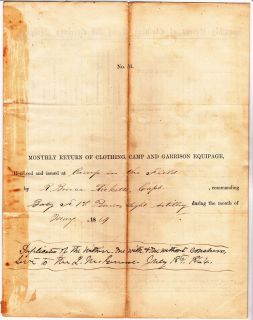 1864 Form No 51 Signed by Colonel R Bruce Ricketts Hero of Gettysburg 