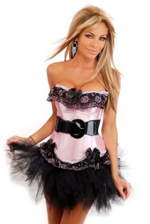 Pink Burlesque Showgirl Hens Night Costume Fancy Corset Skirt Free 