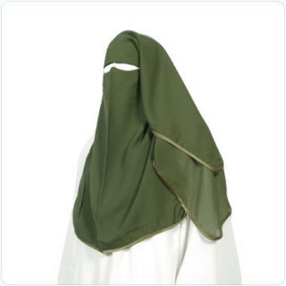 Green Satin Niqab Veil Burqa Face Cover Hijab Abaya
