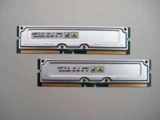 512MB 2x256 Samsung Rambus RDRAM MR16R1628EG0 CM8 800 40 RAM Module 