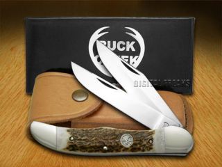 BUCK CREEK Genuine Deer Stag Folding Hunter Pocket Knife Knives