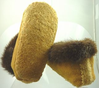 Childrens Beaded Moccasins Fur Lined Ankle Suede Buckskin