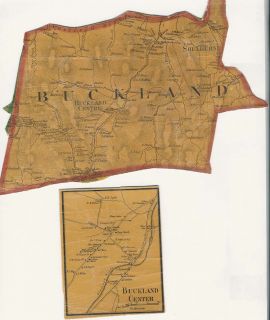 Antique Wall Map Fragment Buckland MA Massachusetts