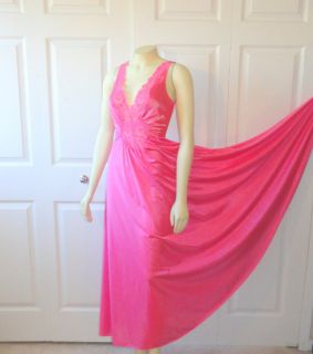 Vintage Olga Nightgown Bodysilk Bubblegum Pink Stretch Nylon & Lace 