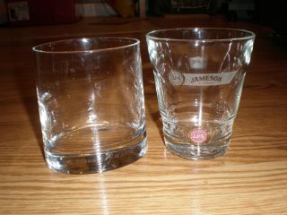 Johnny Walker Scotch Oval Glass Jameson Whiskey Glass lot of 2glasses