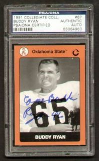 Buddy Ryan Signed Autograph 1991 Oklahoma State PSA