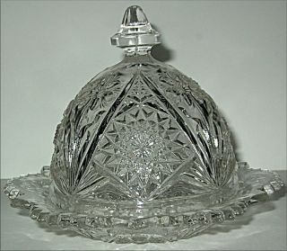   Imperial Lenox Glass Butter Cheese Dish w Lid Cosmos Pattern