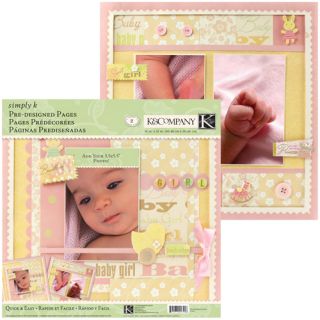 Co Simply K Butterbean Baby Girl Pre Made Scrapbook Kit 2 12x12 