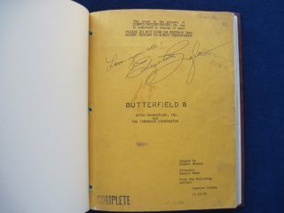 Butterfield 8 Screenplay Signed by Elizabeth Taylor